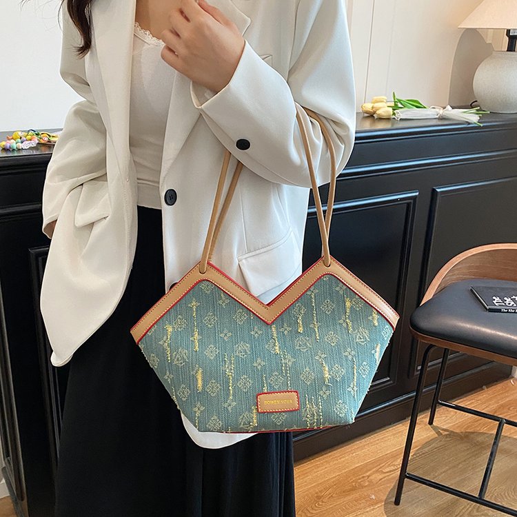 PU Tote Shoulder Bag with Stitching Detail Open Top 2025 Summer - Image 2