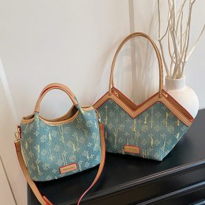 PU Tote Shoulder Bag with Stitching Detail Open Top 2025 Summer