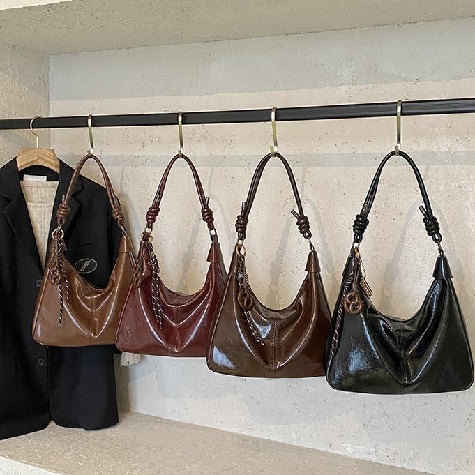 Women's PU Hobo Bag Casual Minimalist Zip Spliced 2025 Spring - Image 4