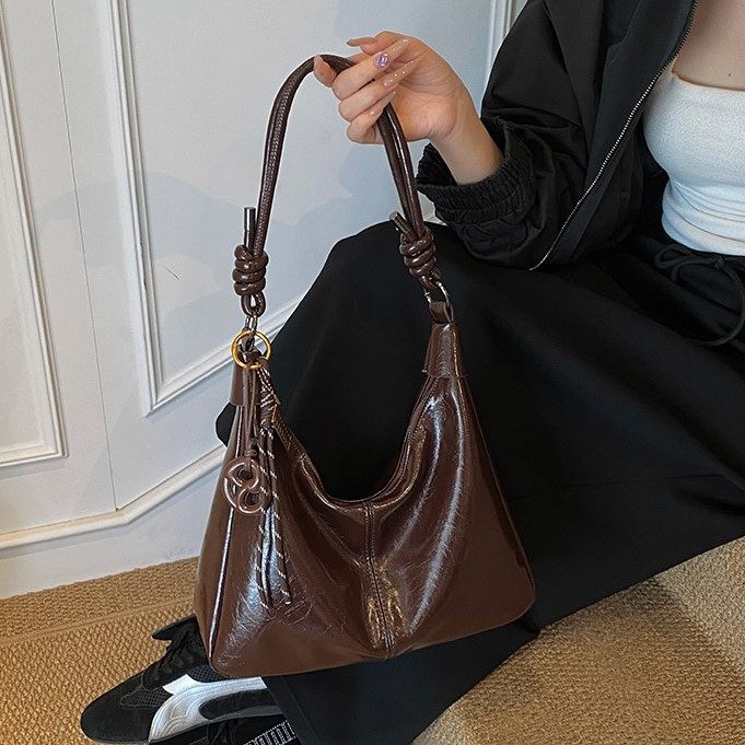 Women's PU Hobo Bag Casual Minimalist Zip Spliced 2025 Spring - Image 2