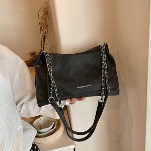 Women's One Shoulder Bag with Zipper Closure Winter 2025 One Size - White,Black,Pink,Blue - One Size