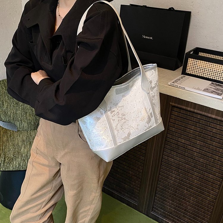 Women's One Shoulder Bag with Zipper Closure Winter 2025 One Size - White,Silver,Black - One Size - Image 2