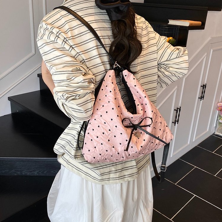 Women's One Shoulder Bag with Bow Detail and Zipper Closure - Image 3