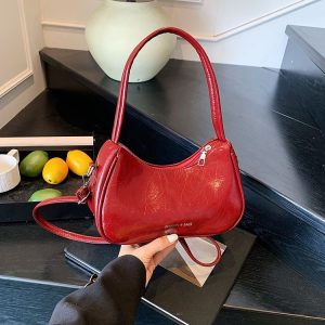 Women's One Shoulder Bag with Zipper Closure Winter 2025 - White,Silver,Black,Red,Pink - One Size