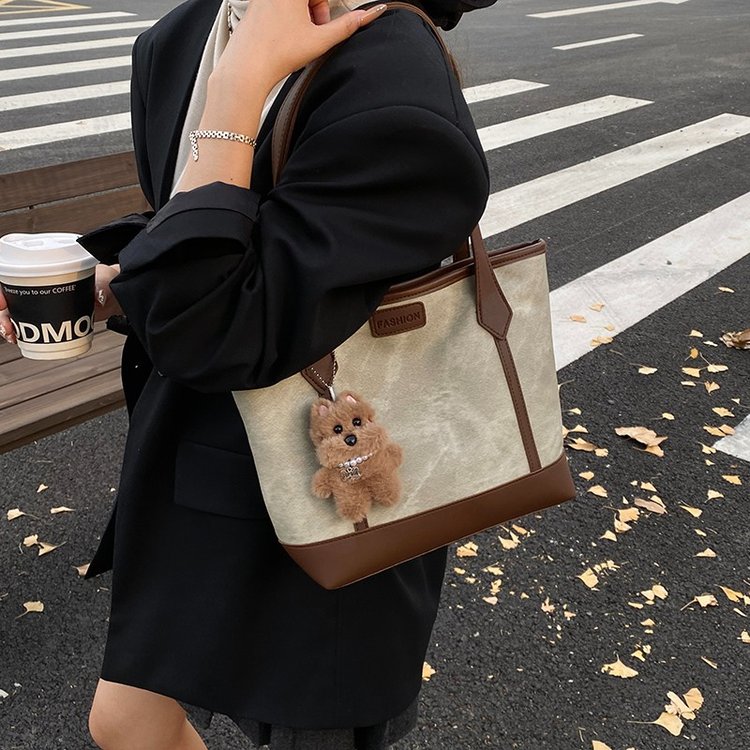 Women's One Shoulder Bag with Zipper Closure Winter 2025 - Gray,Black,Khaki,Blue - One Size,with charm