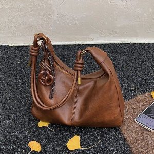 PU Hobo Bag with Zipper and Patchwork Detail