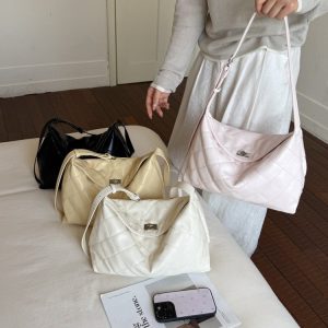 PU Quilted Tote Bag for Daily Use Summer 2026 One Size