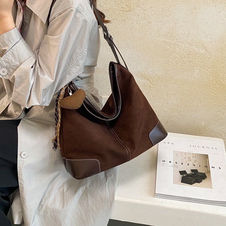 Moto Tote Bag with Zipper and Charm in Faux Fur