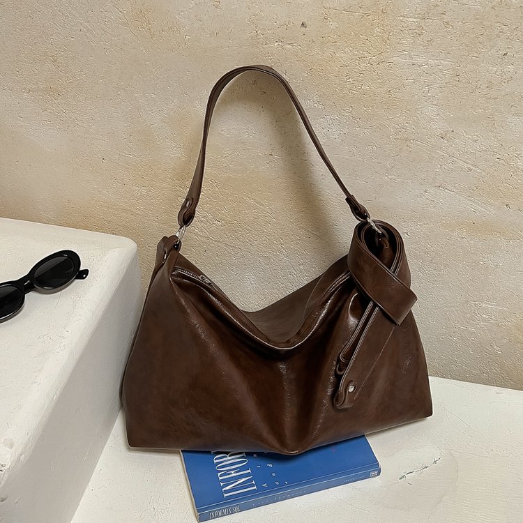 Women's Hobo Bag with Zipper Closure - Yellow Brown - Yellow Brown,Black,Coffee,Brown - One Size - Image 3