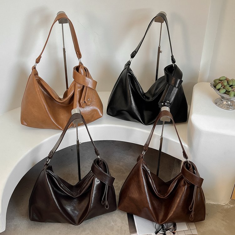 Women's Hobo Bag with Zipper Closure - Yellow Brown - Yellow Brown,Black,Coffee,Brown - One Size