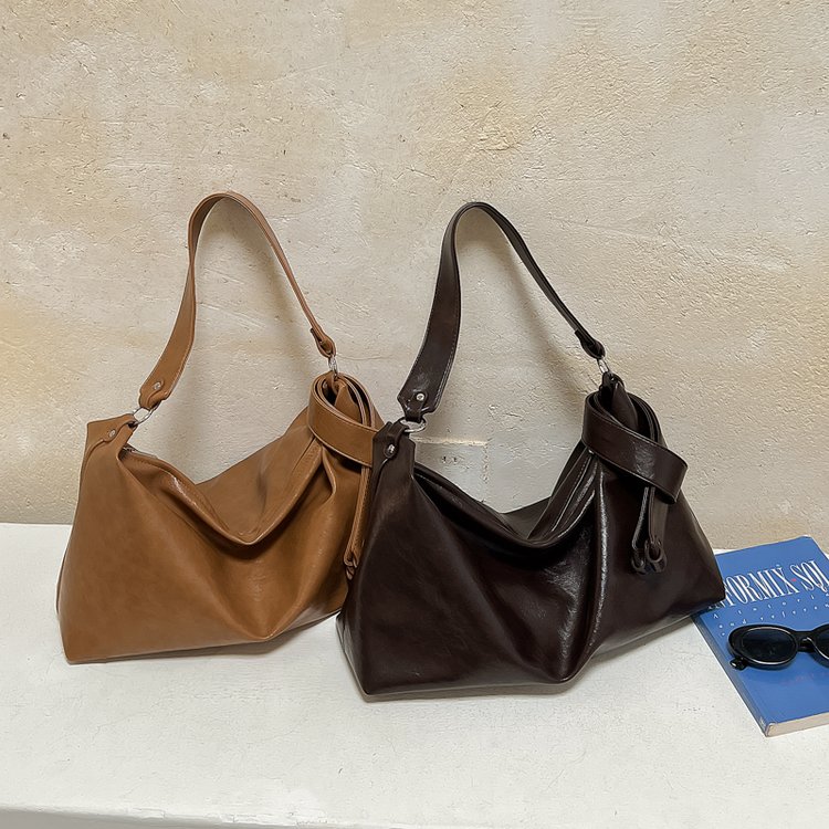 Women's Hobo Bag with Zipper Closure - Yellow Brown - Yellow Brown,Black,Coffee,Brown - One Size - Image 2