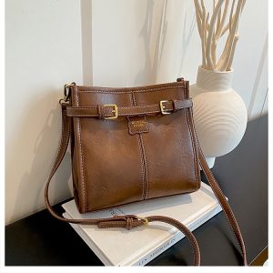 Women's Small Square Bag with Magnetic Closure and Belt Buckle Detail - Fall 2026