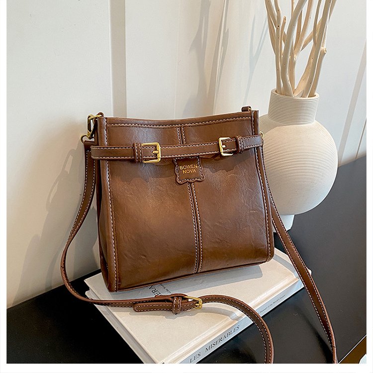 Women's Small Square Bag with Magnetic Closure and Belt Buckle Detail - Fall 2026