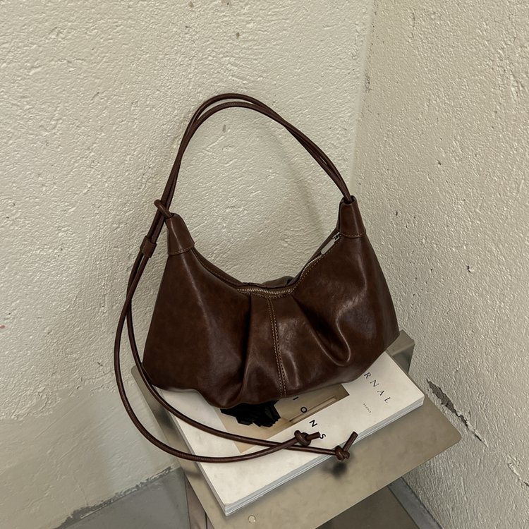 Women's Hobo Bag with Zipper Closure - Yellow Brown - Yellow Brown,Black,Coffee,Green,Brown - One Size - Image 3