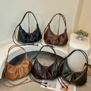 Women's Hobo Bag with Zipper Closure - Yellow Brown - Yellow Brown,Black,Coffee,Green,Brown - One Size