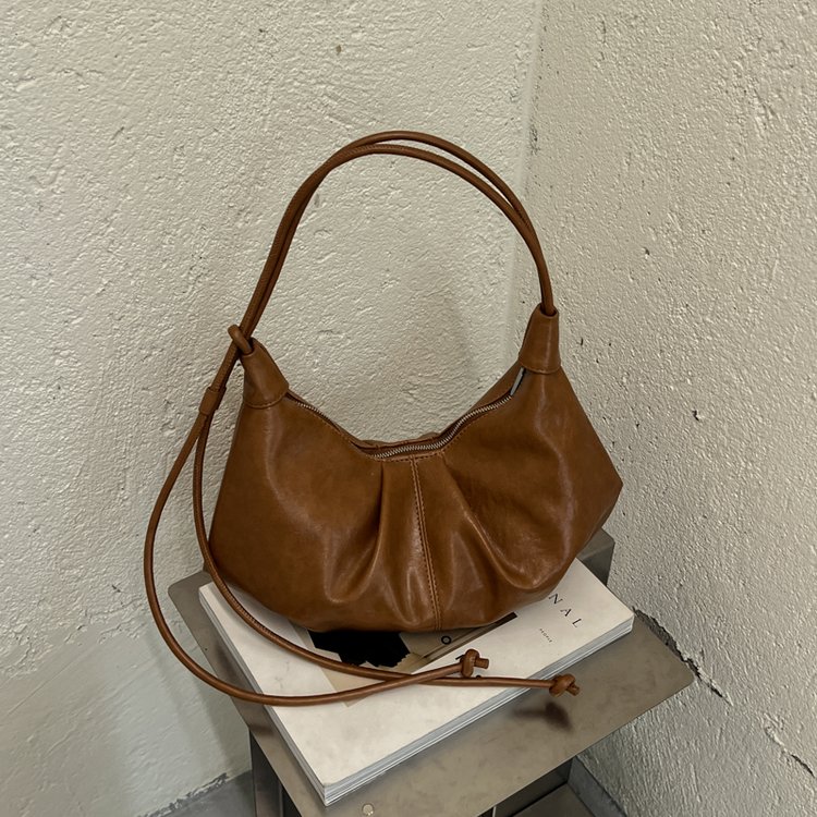 Women's Hobo Bag with Zipper Closure - Yellow Brown - Yellow Brown,Black,Coffee,Green,Brown - One Size - Image 4